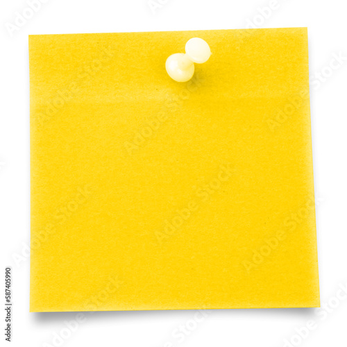 Yellow sticky note with thumbtack