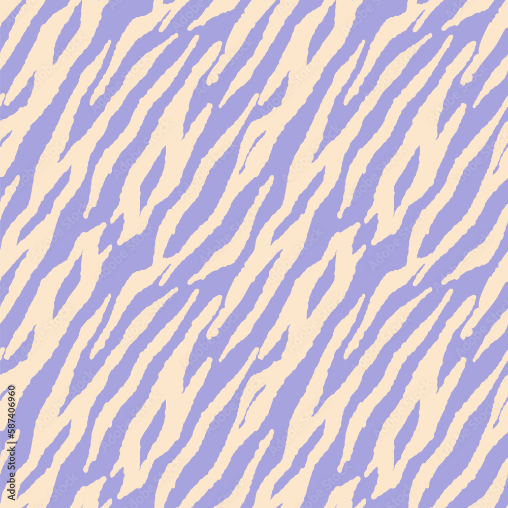Hand drawn zebra textured stripes repeat pattern for women wear, fashion fabric or modern stationery, Lilac and cream colour. Hand drawn zebra textured stripes repeat pattern for women wear, fashion fabric or modern stationery, Lilac and cream colour.
