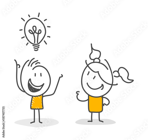 Stick figures. Isolated on white background. Hand drawn Doodle Line Art Cartoon Design character.