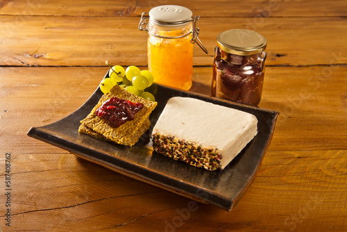 Vegan Cheese with in a table