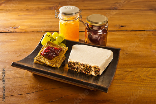 Vegan Cheese with in a table