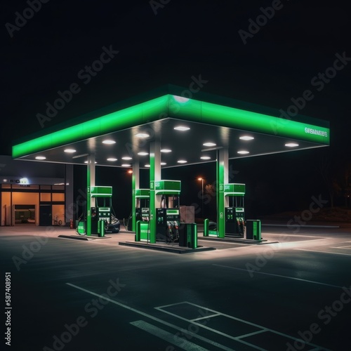 Gas Station at night photo
