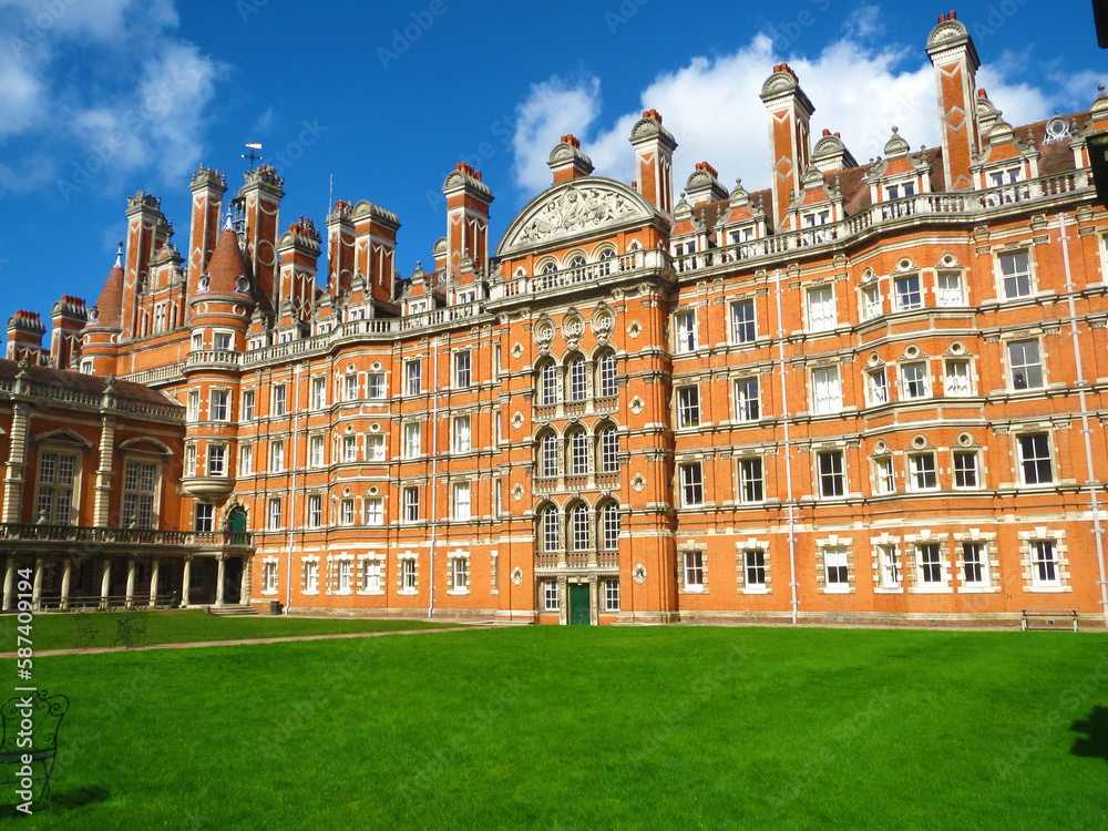 Fototapeta premium Portion of the North Quad of Founder's Building at Royal Holloway, University of London. 