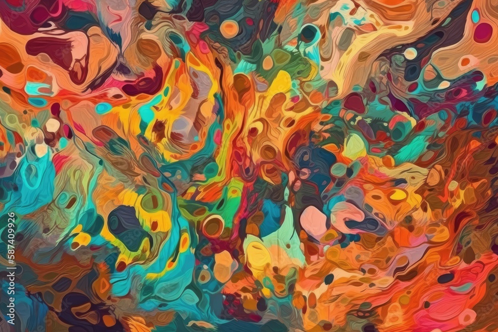 abstract painting with vibrant colors and bold brushstrokes. Generative AI