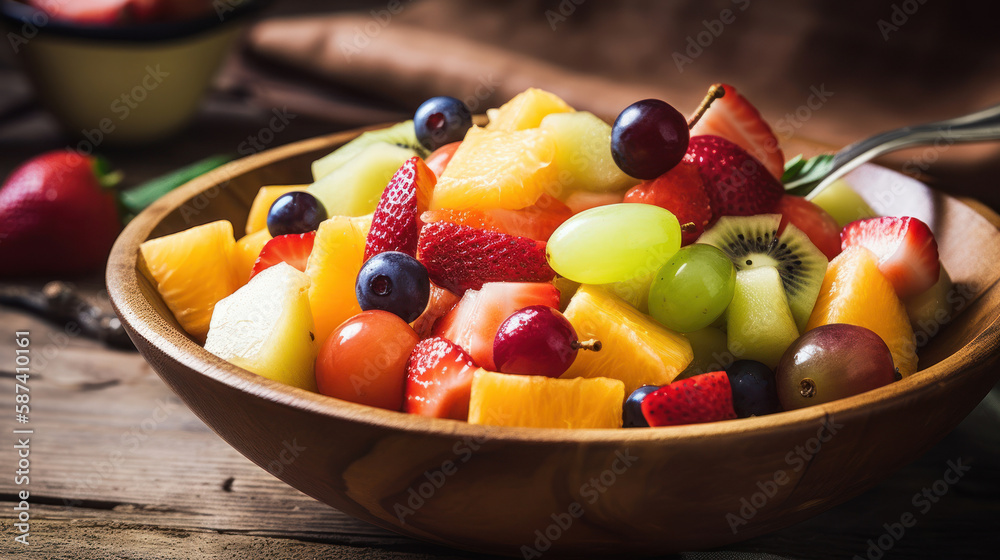 A Bowl with Delicious Fruit Salad