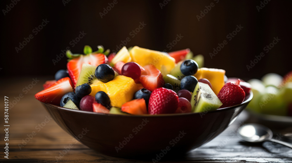 A Bowl with Delicious Fruit Salad
