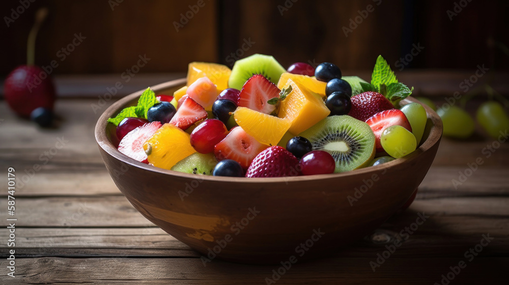 A Bowl with Delicious Fruit Salad A Bowl with Delicious Fruit Salad