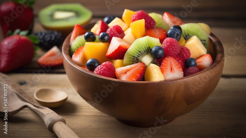 A Bowl with Delicious Fruit Salad