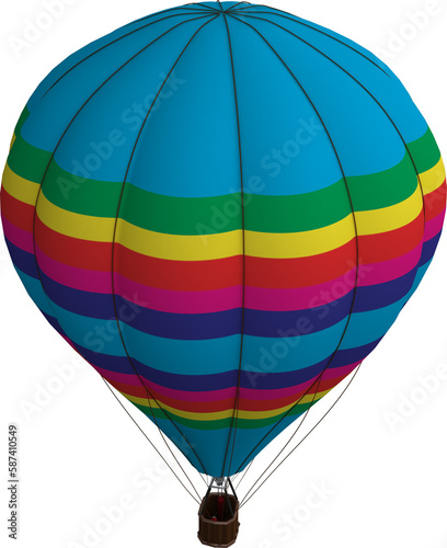 Turquoise colored hot air balloon against white background