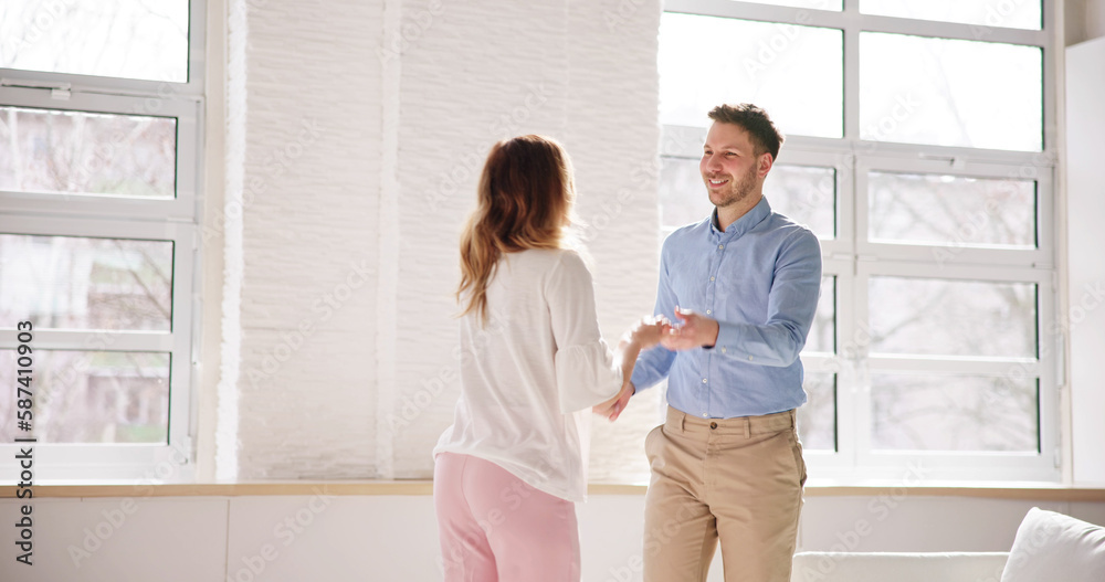 Excited Family Couple Dancing. People Dance Excited Family Couple Dancing. People Dance
