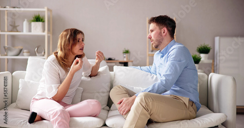 Couple Fight And Quarrel. Man Arguing