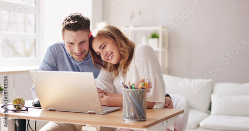 Loving Couple Having Online Video Conference