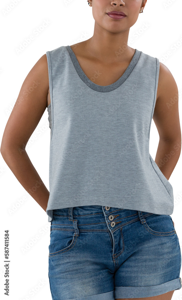 Obraz premium Mid section of young woman in casual clothing