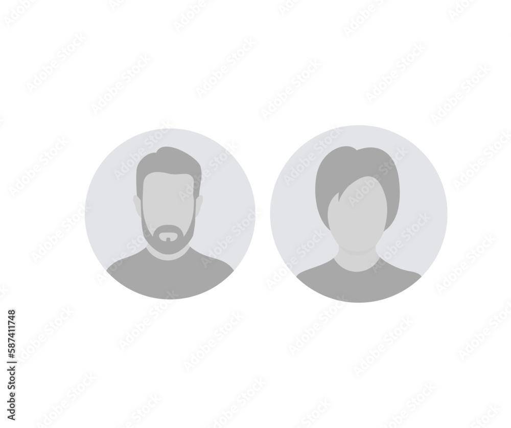 Man and woman avatar profile. Male and Female face silhouette. Profile picture, portrait symbol. User member. Circle button with avatar photo silhouette vector design and illustration.
Man and woman avatar profile. Male and Female face silhouette. Profile picture, portrait symbol. User member. Circle button with avatar photo silhouette vector design and illustration.