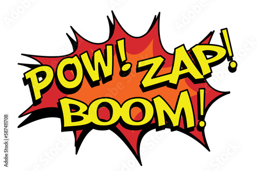 The words pow, zap and boom