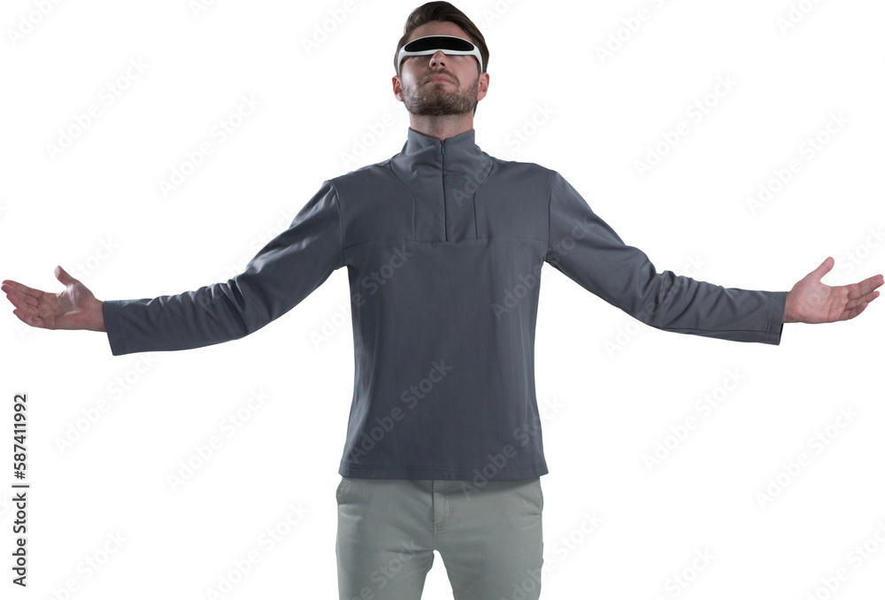 Man gesturing while using virtual reality glasses Man gesturing while using virtual reality glasses