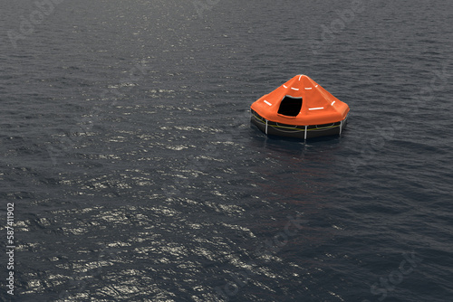Digital inflatable tent on sea