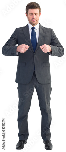 Businessman with his hands up