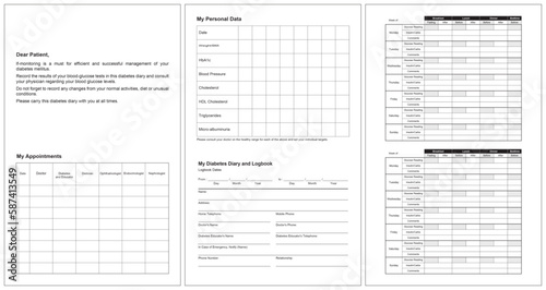Diabetes diary and logbook : blood glucose notebook (Vector Design)