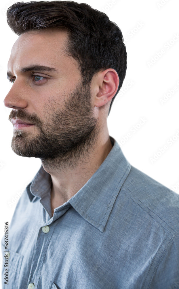 Man looking away against white background Man looking away against white background