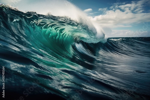 Ocean Wave in Blue. Generative AI © AkuAku
