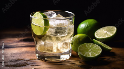 Limes  In a Glass With Cold Beverage