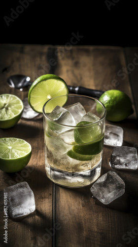 Limes  In a Glass With Cold Beverage