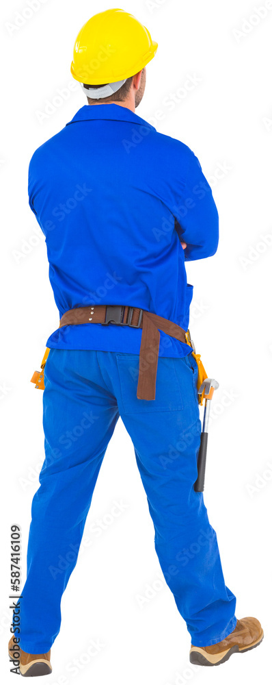Handyman looking up for something Handyman looking up for something