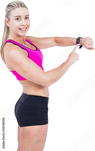 Female athlete using her smart watch © vectorfusionart