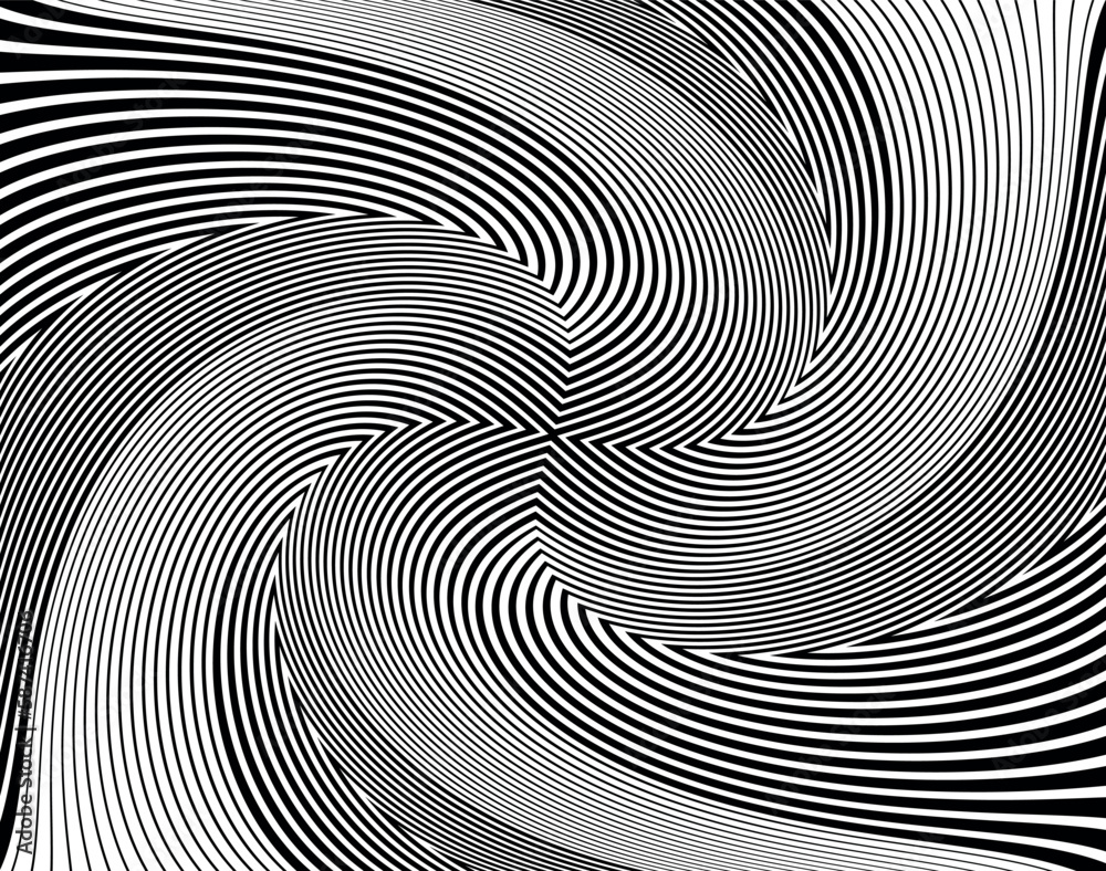 Line art optical .Wave design black and white. Digital image with a psychedelic stripes. Argent base for website, print, basis for banners, wallpapers, business cards, brochure, banner Line art optical .Wave design black and white. Digital image with a psychedelic stripes. Argent base for website, print, basis for banners, wallpapers, business cards, brochure, banner