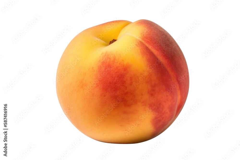 Peach isolated on white background. Generative AI Peach isolated on white background. Generative AI