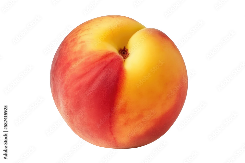 Peach isolated on white background. Generative AI Peach isolated on white background. Generative AI