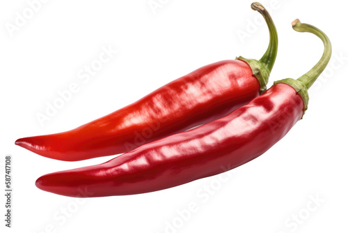 Red hot chili pepper isolated on a white background. Generative AI