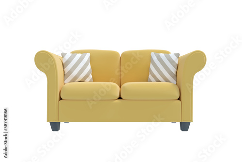 Digitally generated image of yellow sofa with cushions  © vectorfusionart