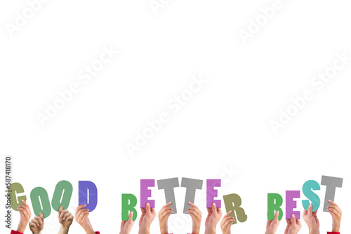 Cuadro en lienzo Hands holding up good better best