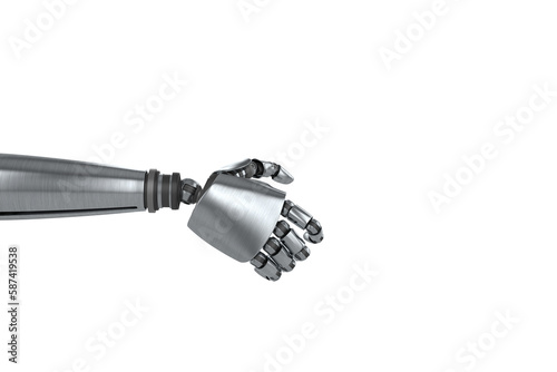 Cropped image of silver coloured robotic arm