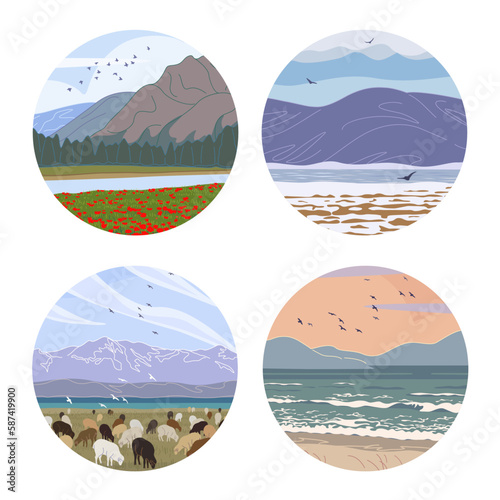 Set of Round Labels with Landscapes.