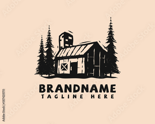 vintage old wooden house cabin barn in the forest