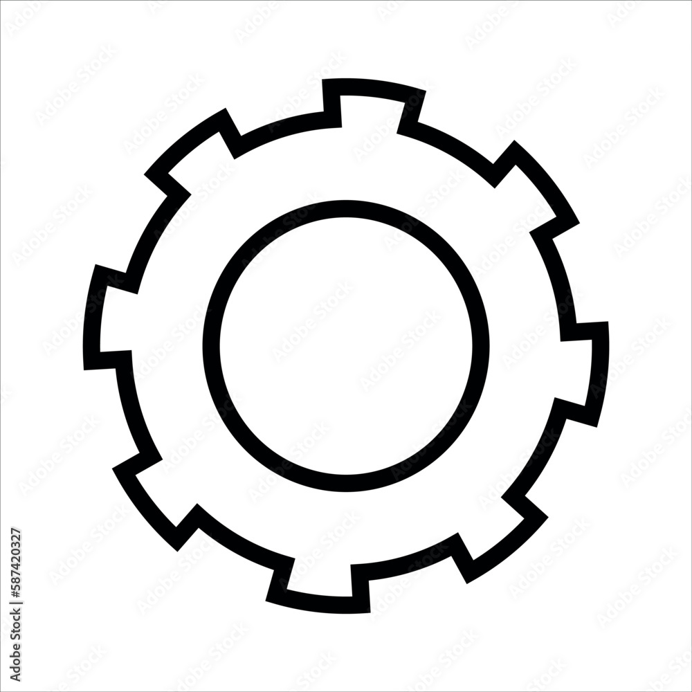 Settings isolated flat vector icon. Gear symbol. Vector gear tool or button for web application or UI.