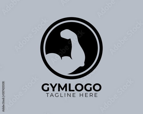 simple minimalist flat fitness gym workout circular emblem logo 