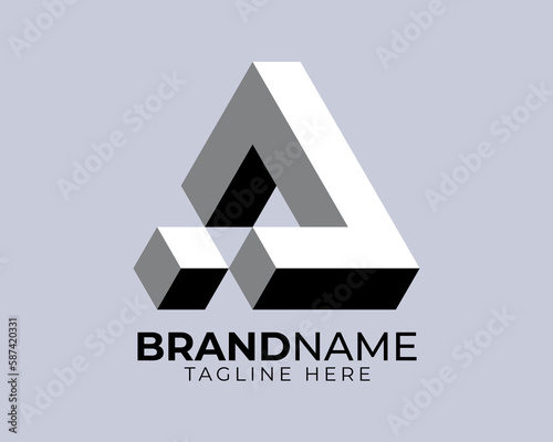 initial letter of A I D L as 3d geometric shape in flat color rendering