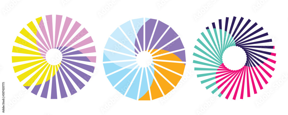 sun burst radial vector elements. radial stripes. collection of ray.