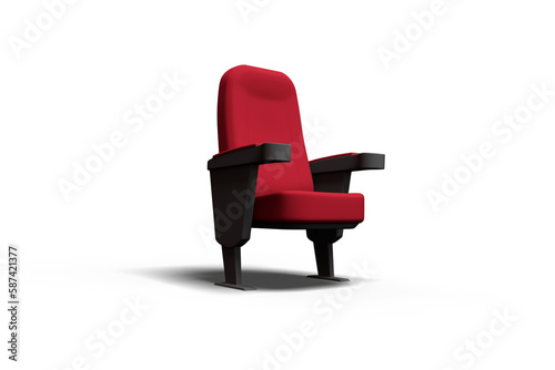 Red armchair over white background 