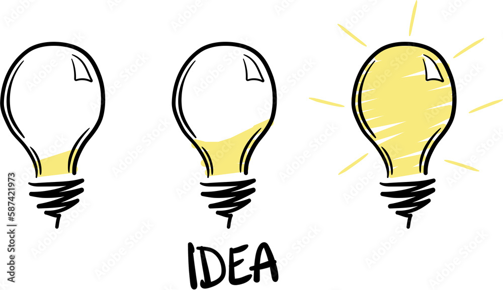 Illustration of idea text with light bulbs Illustration of idea text with light bulbs