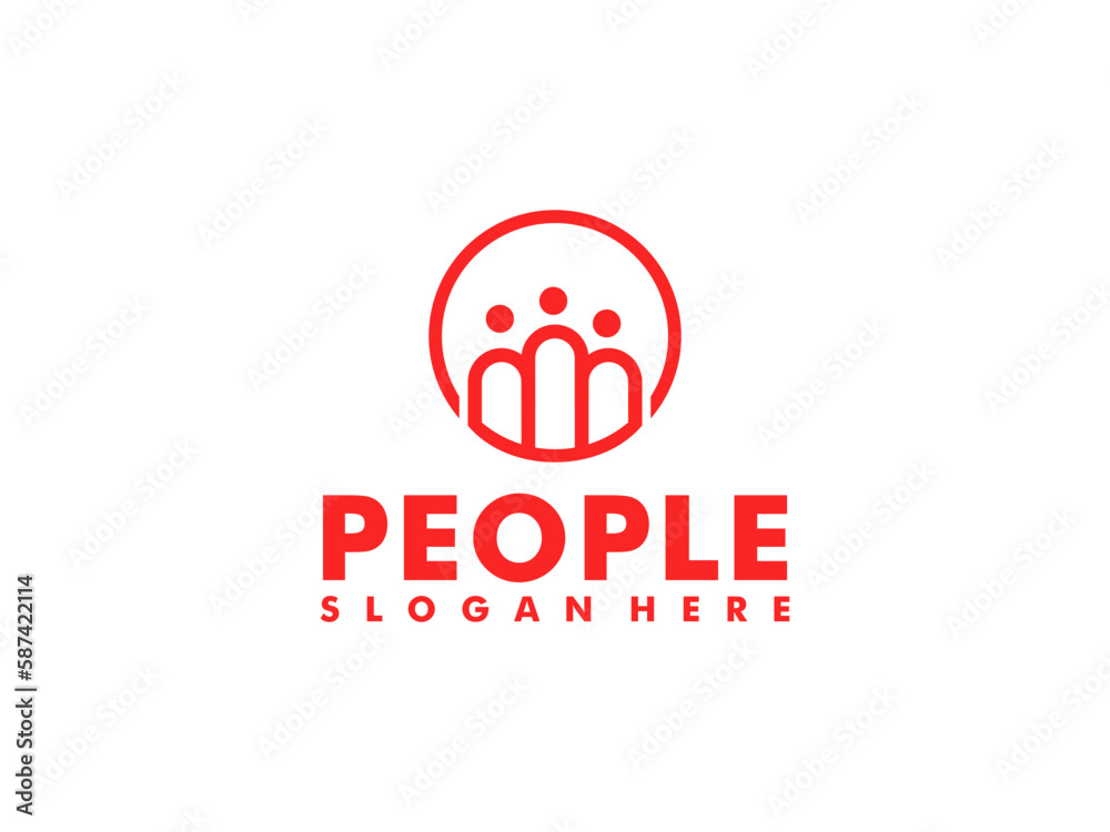 Obraz premium Creative people logo design template, social people logo vector