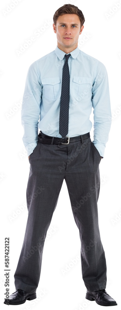 Serious businessman standing with hands in pockets Serious businessman standing with hands in pockets