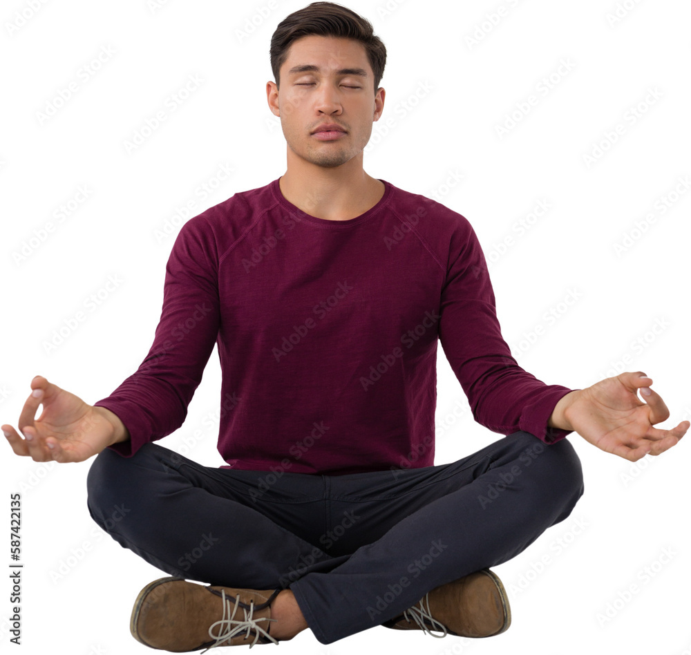 Naklejka premium Full length of businessman meditating