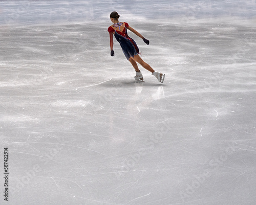 women's figure skating. Champion's training hard.