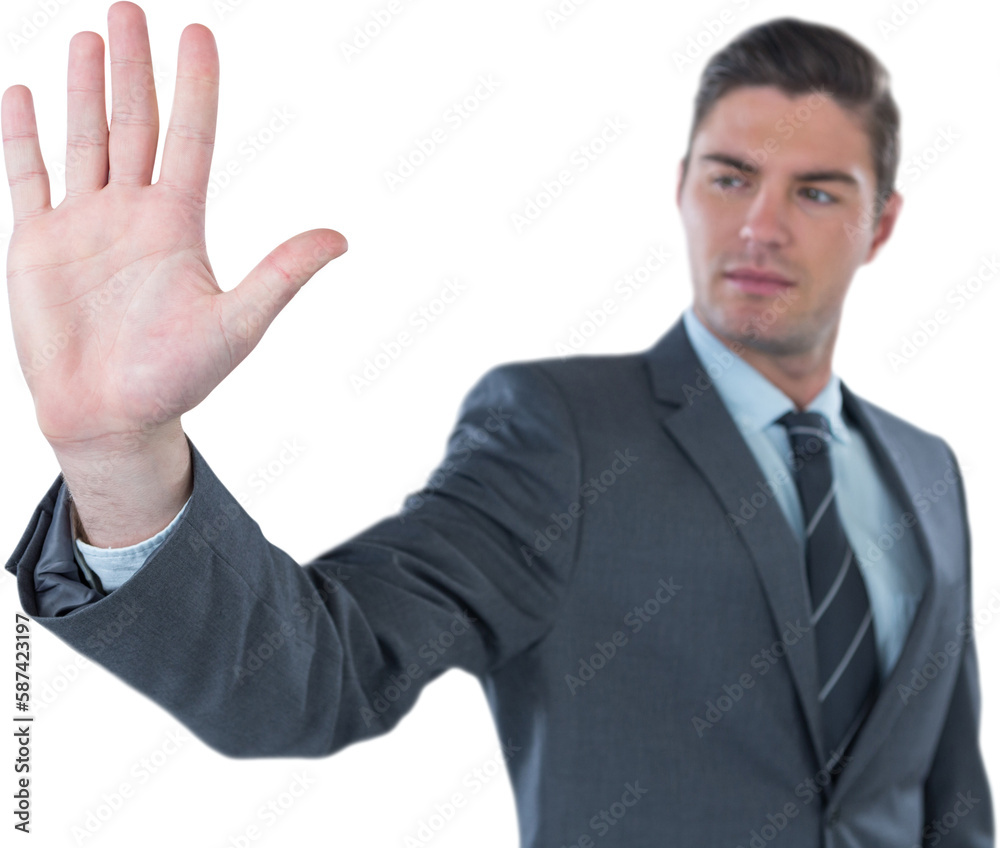 Businessman using futuristic digital screen Businessman using futuristic digital screen