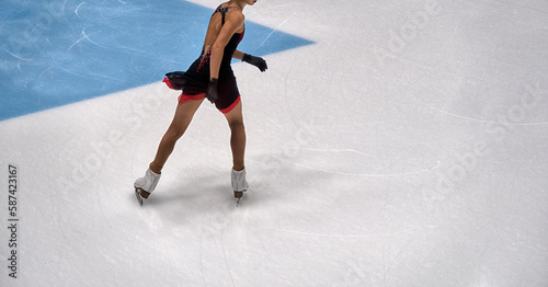 women's figure skating. Champion's training hard.
